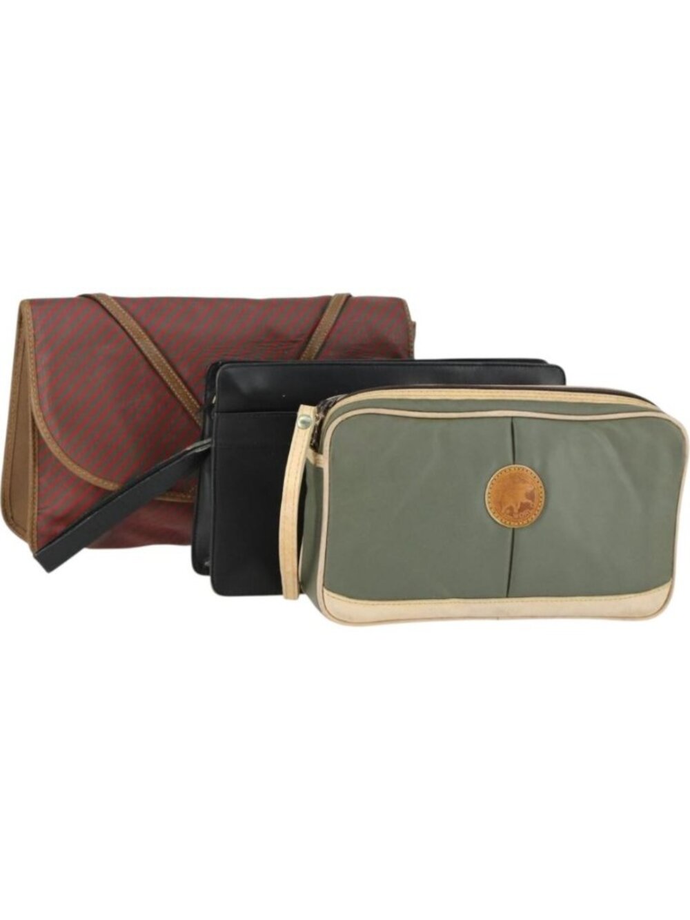 HUNTING WORLD Gucci Dunhill Bag PVC Leather 3 Set Green Gray black